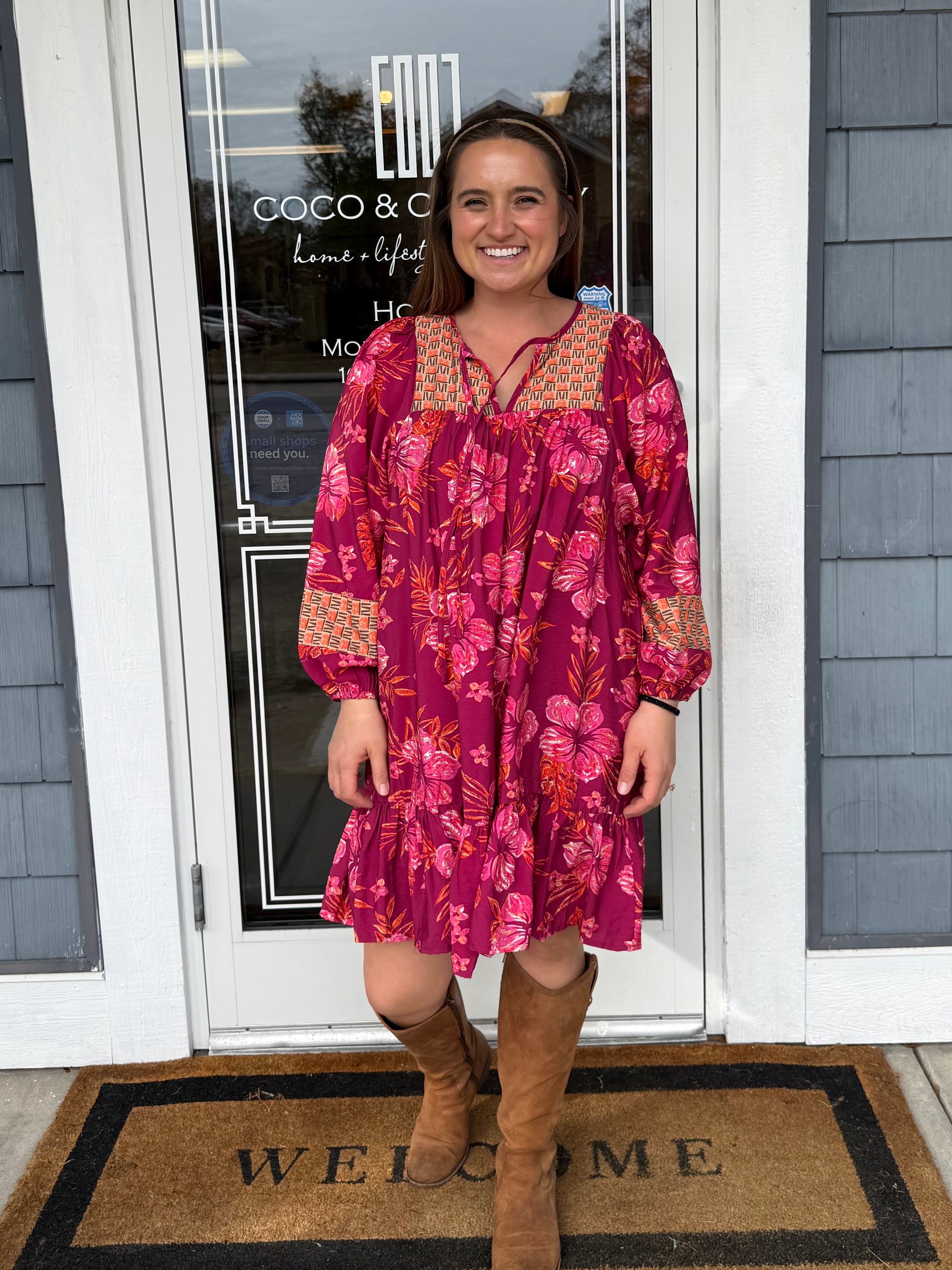 Hibiscus & Vine Merlot Mix Dress