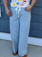 Blue Stripe Drawstring Jeans