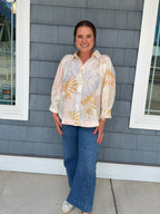 Pale Multicolor Botanical Long Sleeve Top