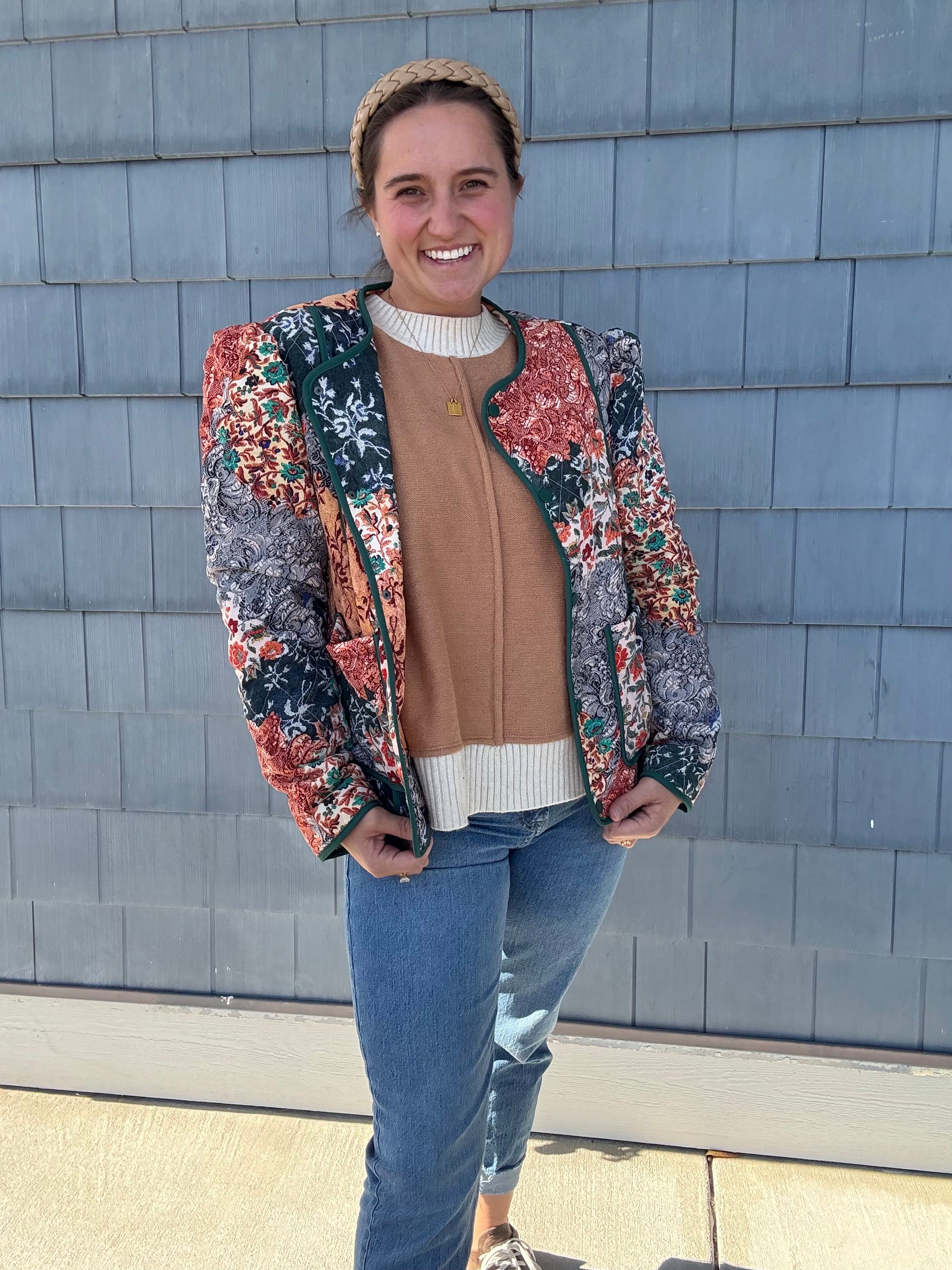 Navy Patchwork Quilted Jacket