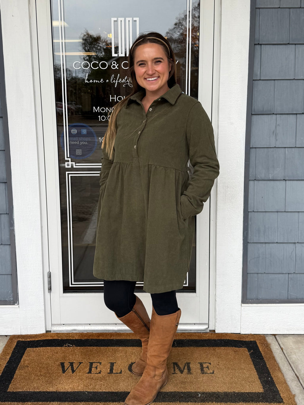 Green Corduroy Dress