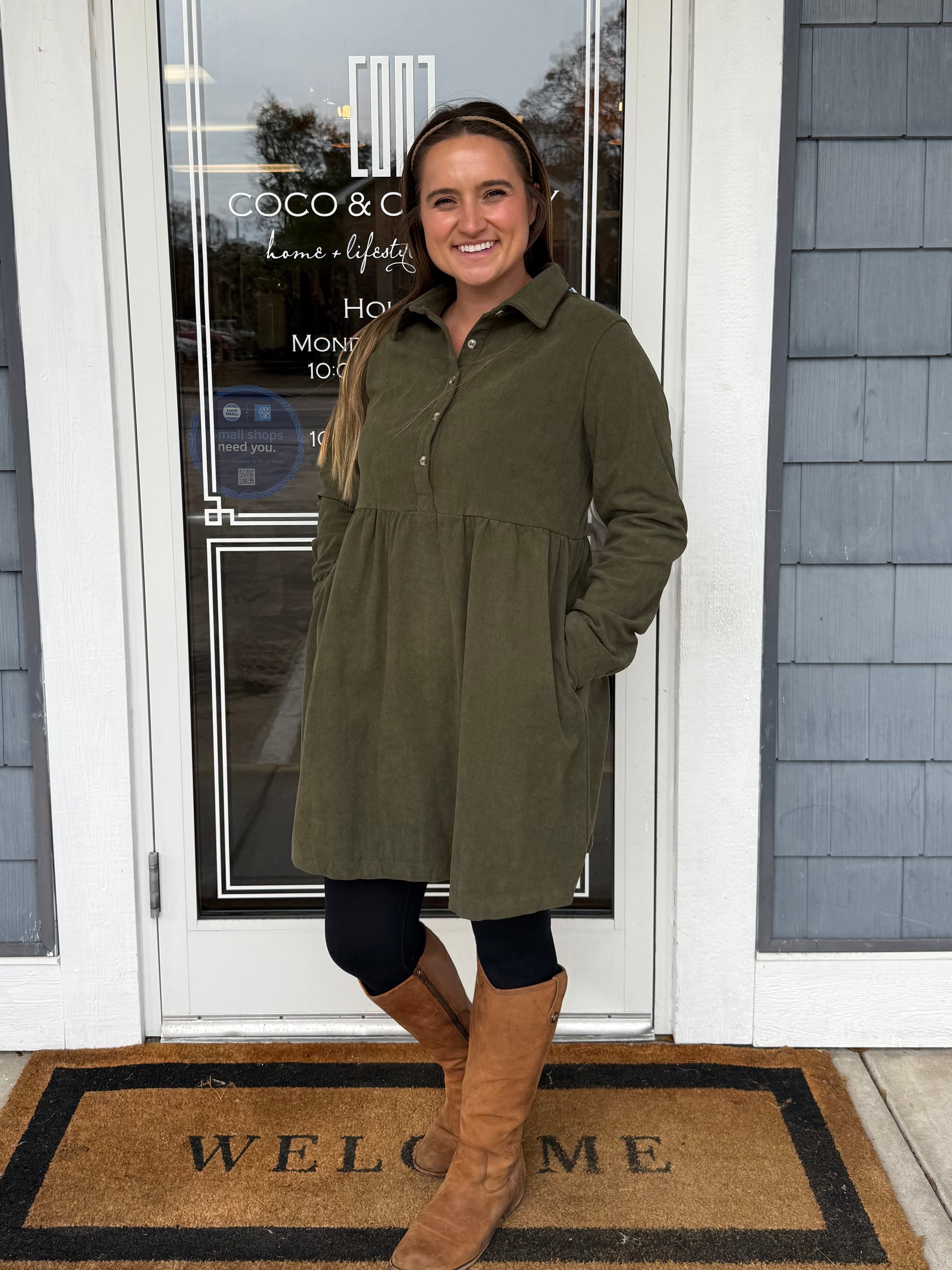 Green Corduroy Dress