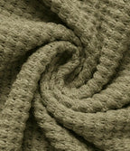 Olive Green Waffle Knit SS Crossover Top