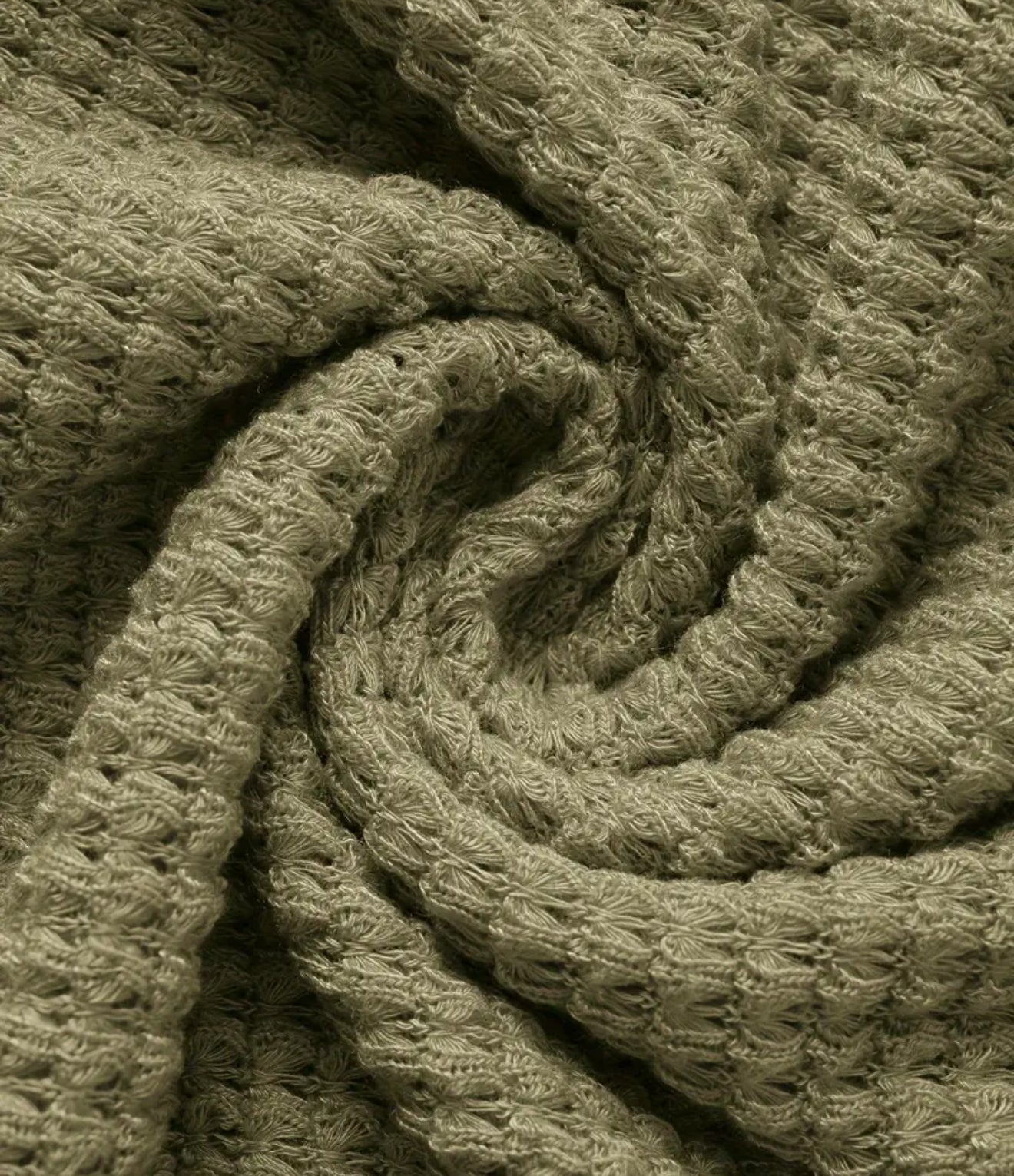 Olive Green Waffle Knit SS Crossover Top