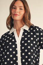 PREORDER: Black & White Polka Dot Shift Dress