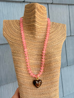 Sea Glass Heart Necklace - Pink & Brown - Smith & Co.