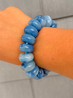 Chunky Marble Beaded Stretch Bracelet - Blue