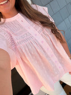 Baby Pink Ruffle Button Up Top