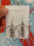 Large 4 Pearl & Silver Handcrafted Earrings - Little Blueberry