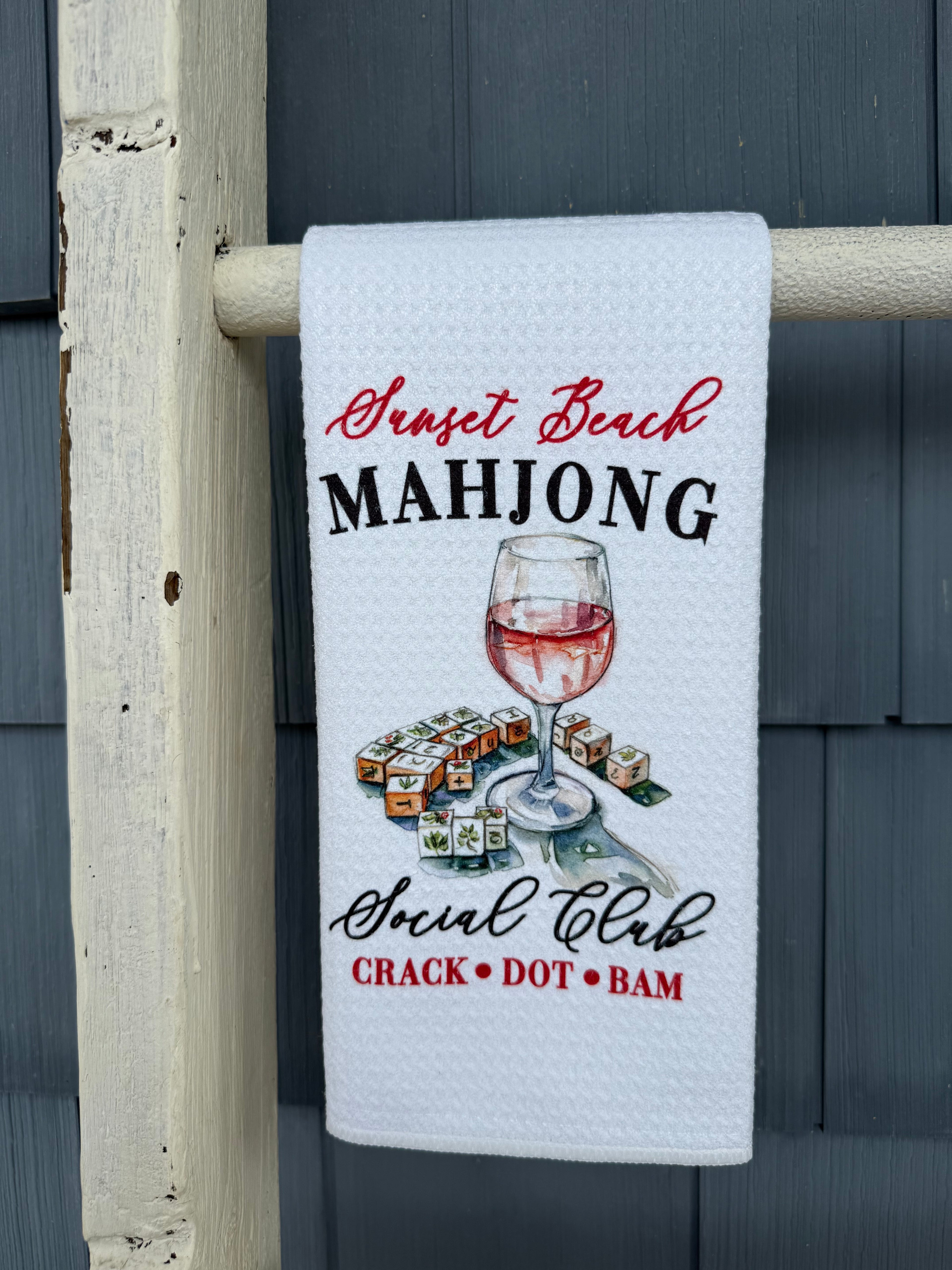 Sunset Beach Mahjong Social Club Waffle Towel