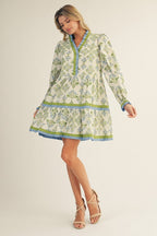 Blue Ruffle Floral Tiered Dress