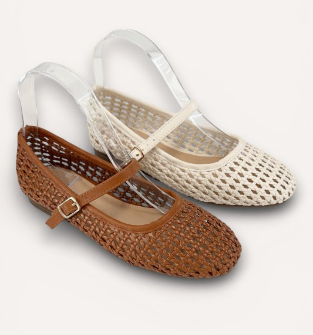 Tan Woven Ballet Flats