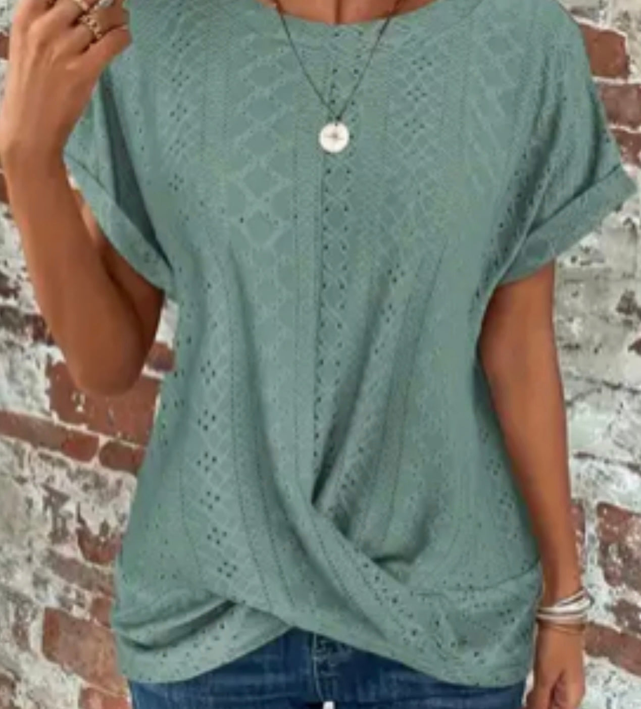 Aqua SS Twist Hem Crew Neck Too