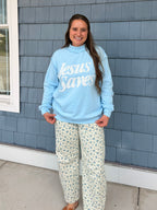 Blue Jesus Saves Mockneck Sweatshirt
