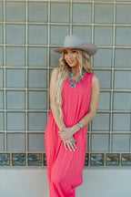 Coral Textured Maxi Dress