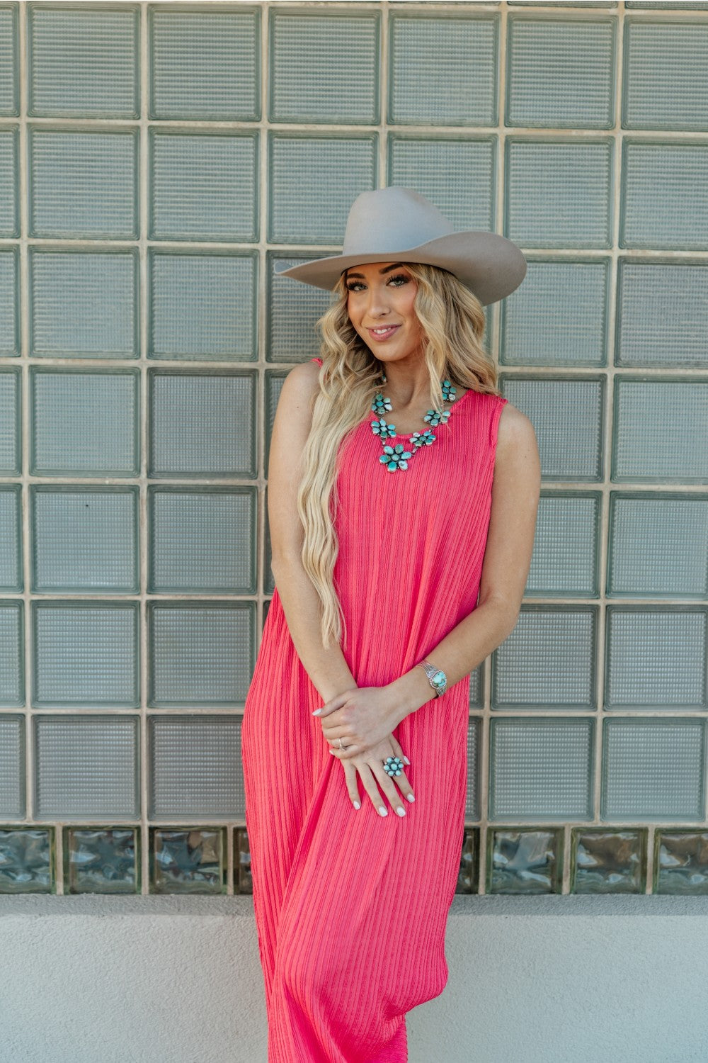 Coral Textured Maxi Dress
