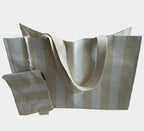 Taupe Thick Stripe XL All Day Bag With Matching Removable Pouch