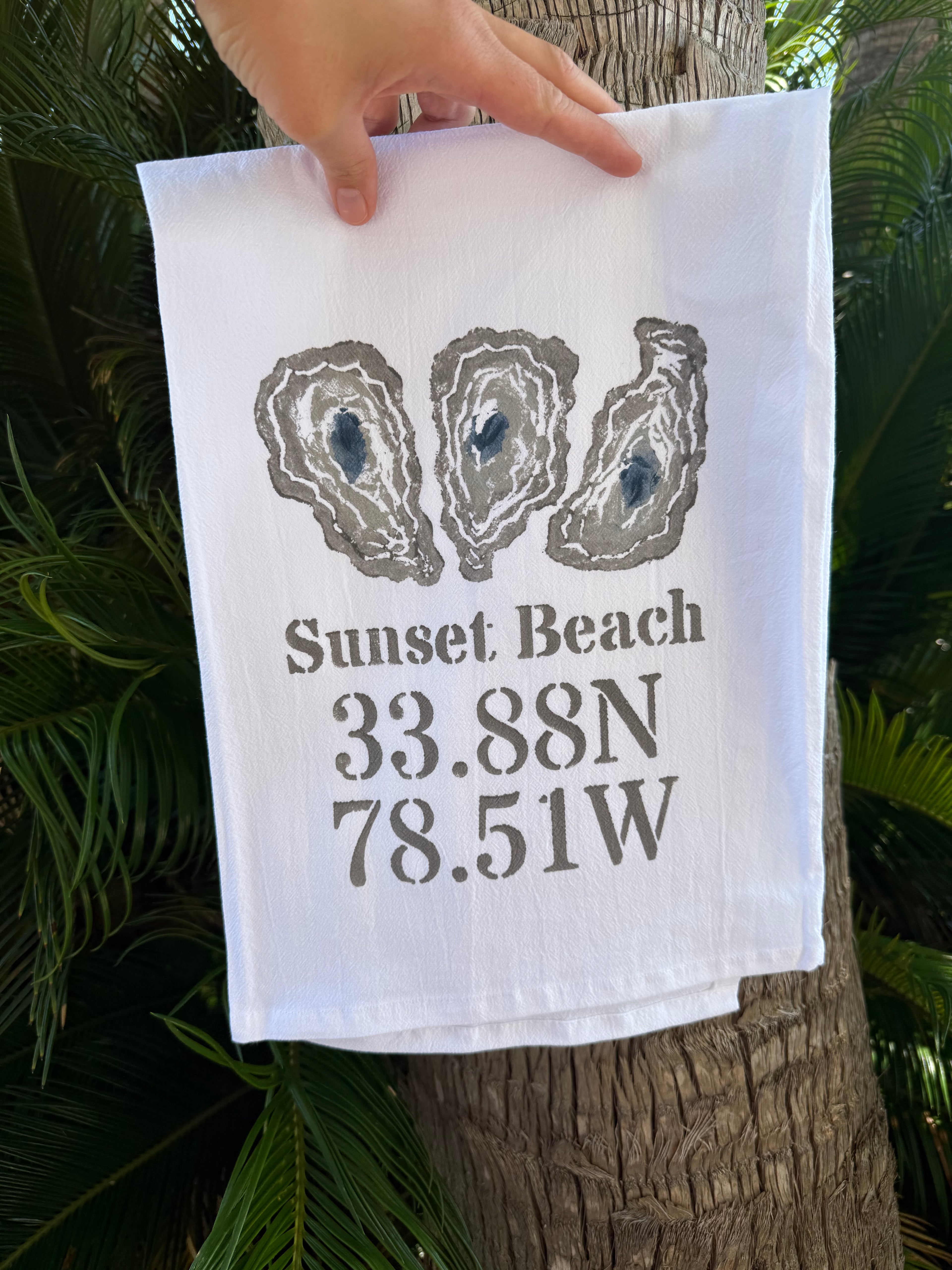 Sunset Beach Oyster Flour Sack Tea Towel