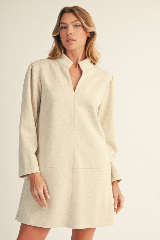 Oatmeal Herringbone Pattern Shift Dress SHIPS OR PICKUP FROM COCO 10/20/25