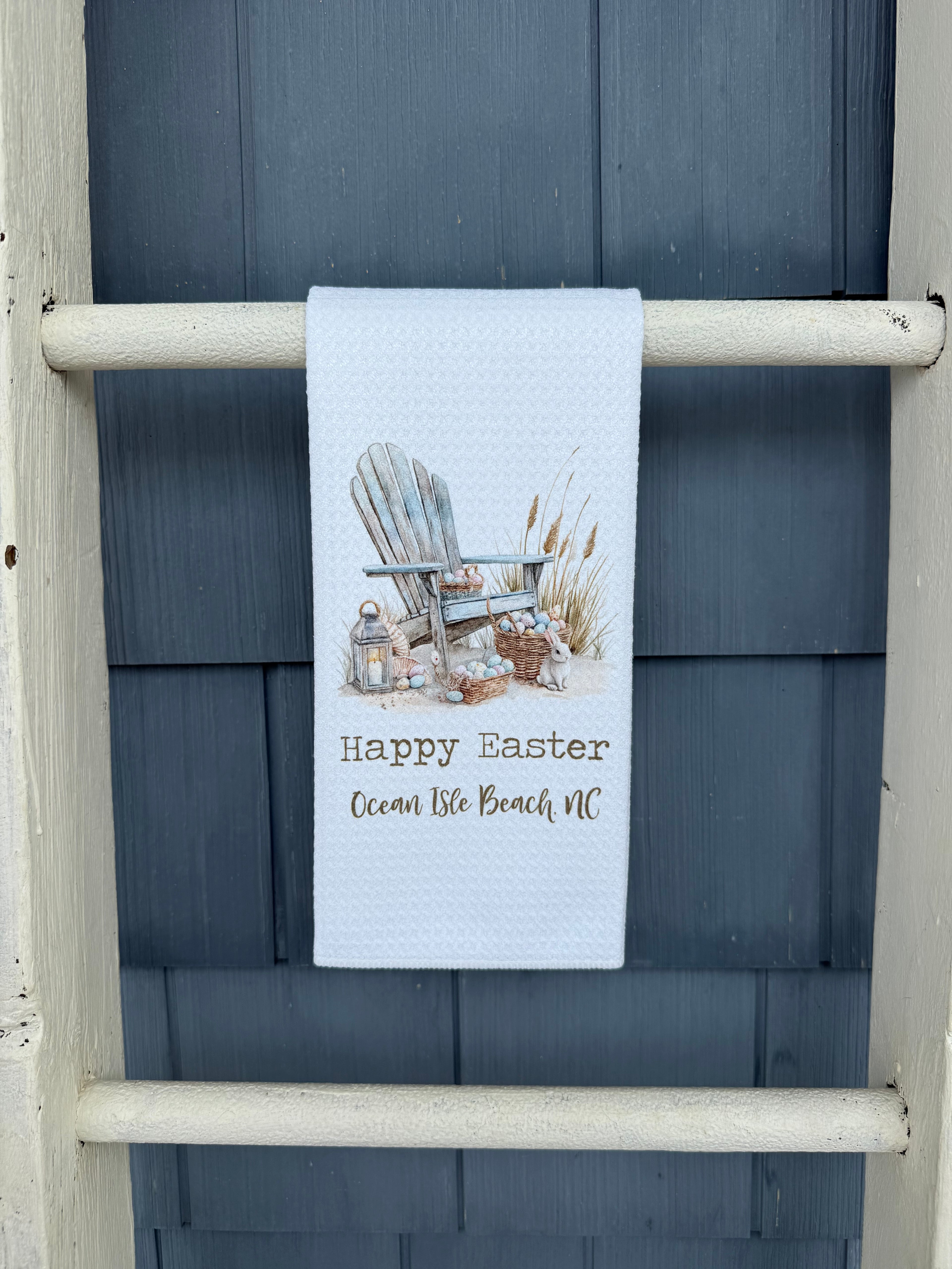 Happy Easter Ocean Isle Beach Waffle Kitchen Towel