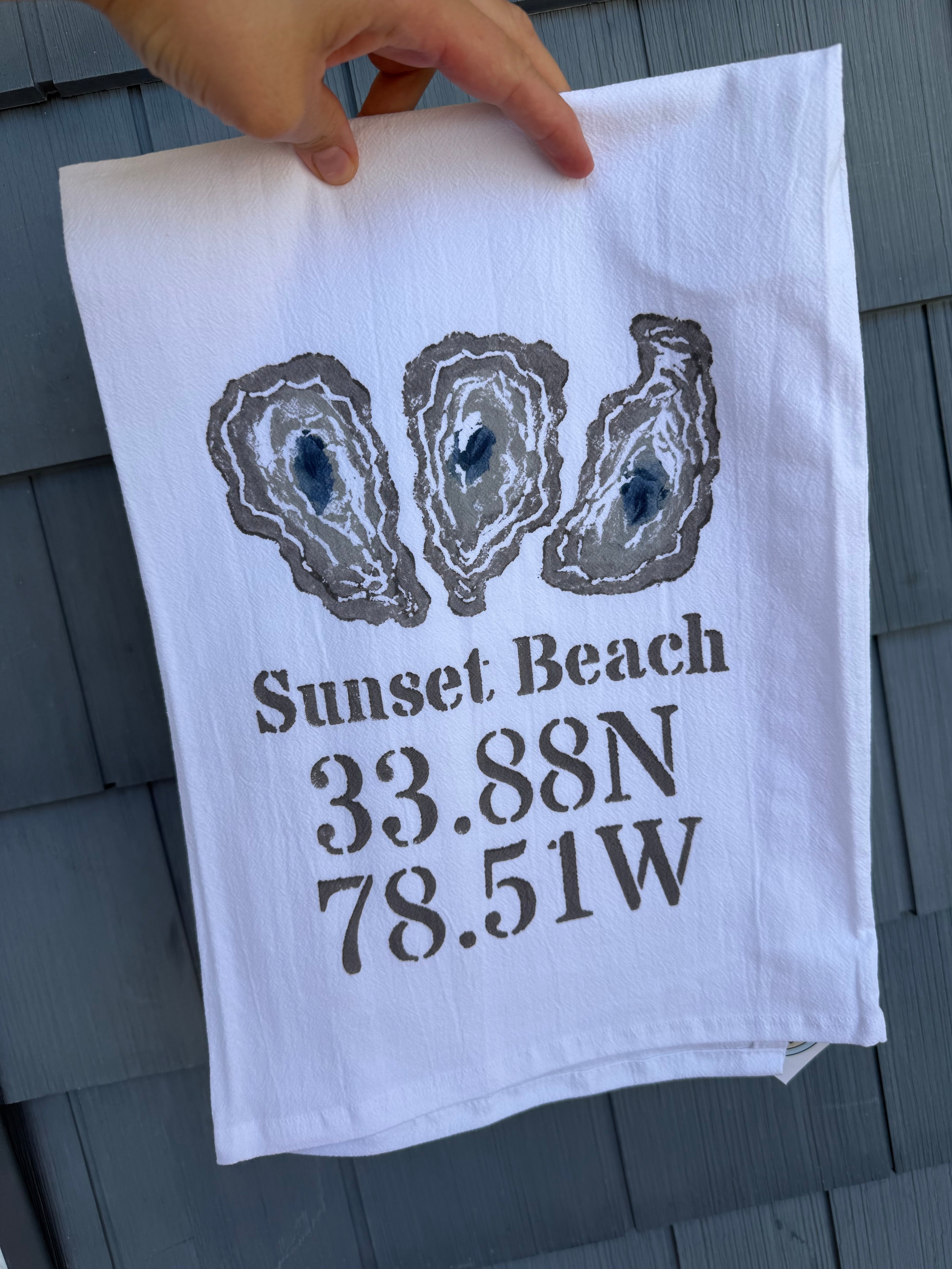 Sunset Beach Oyster Flour Sack Tea Towel