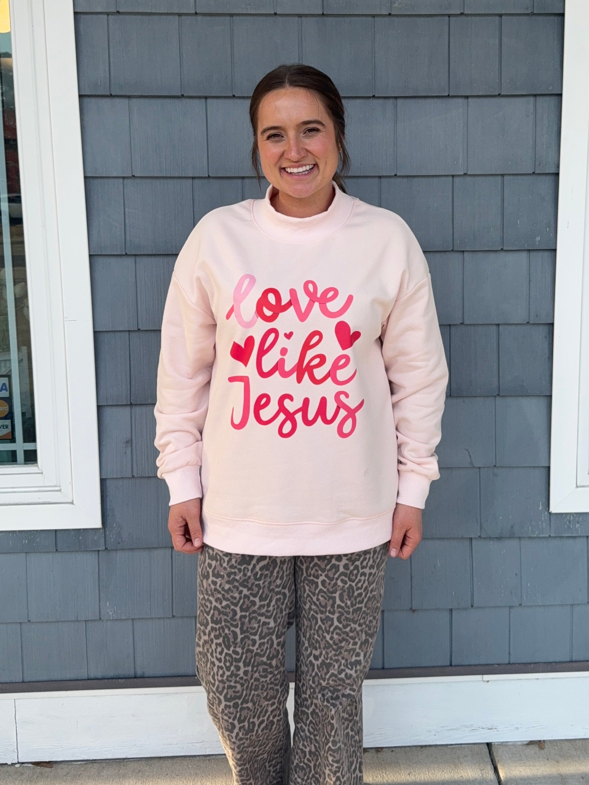 Love like Jesus Oversized Mock Neck Sweatshirt