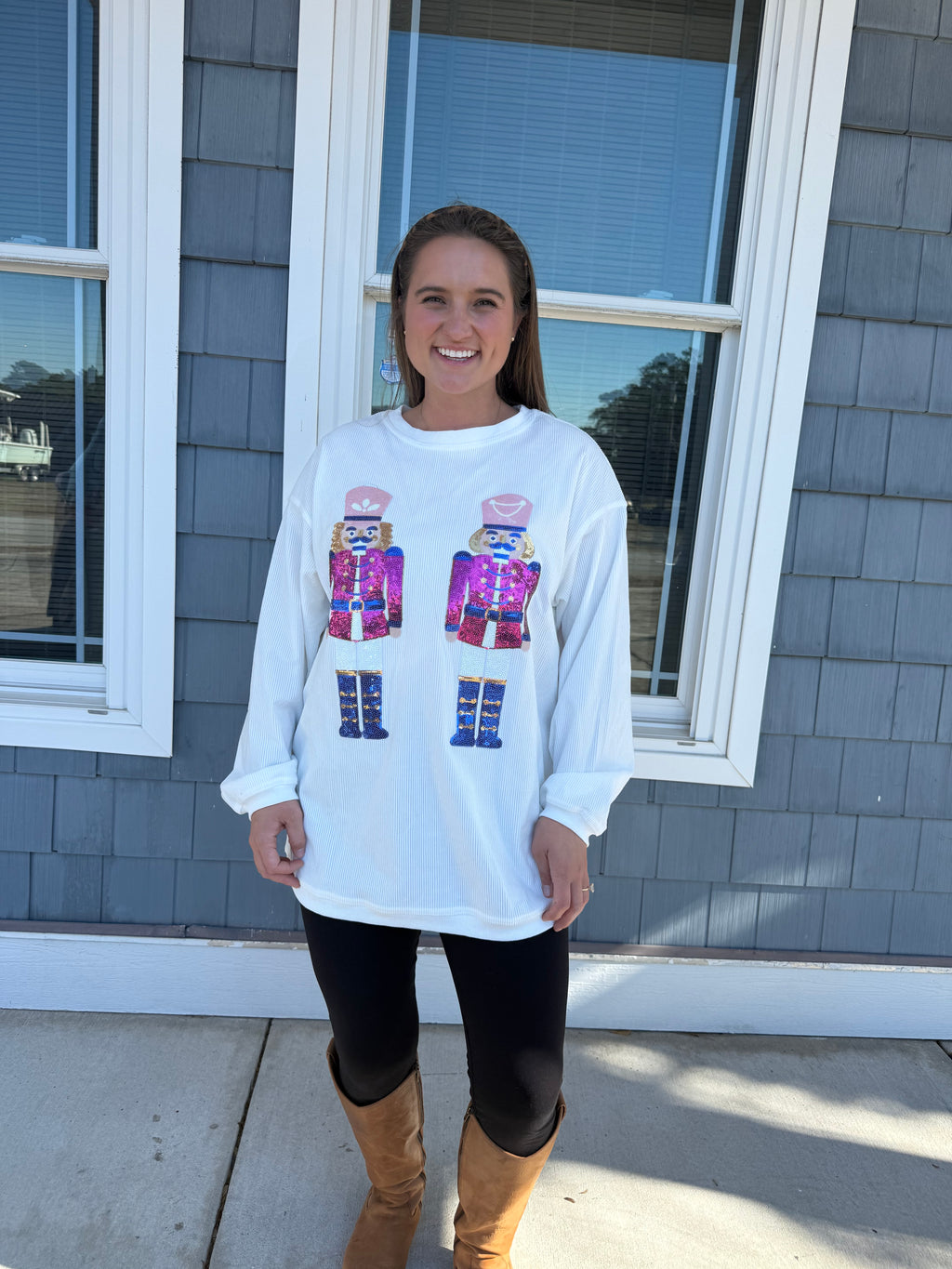 White Sequin Nutcracker Top