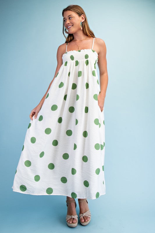 Green Polka Dot Maxi Dress