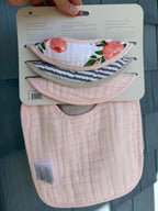 3 Piece Little Unicorn Cotton Muslin Classic Bib Set Peaches, Pink, Stripes