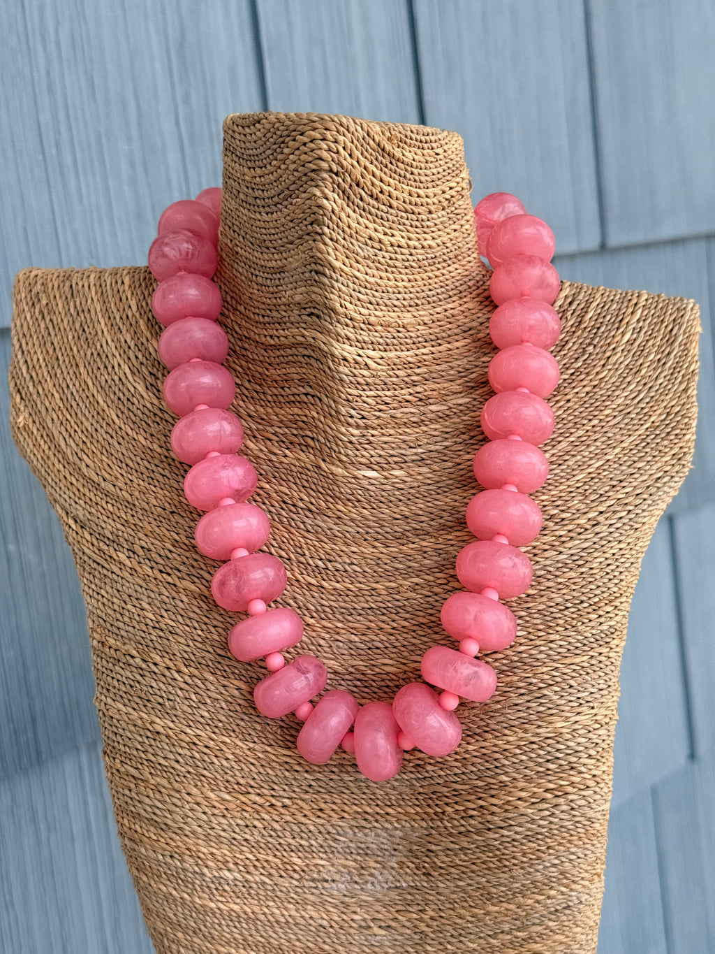 Pink Marble Rondelle Beaded Necklace Set