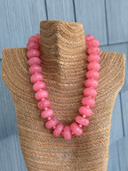 Pink Marble Rondelle Beaded Necklace Set