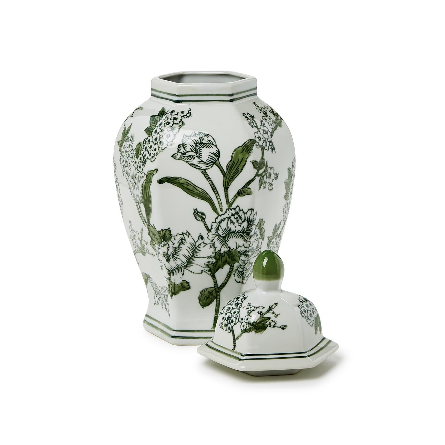 Green & White Temple Jar