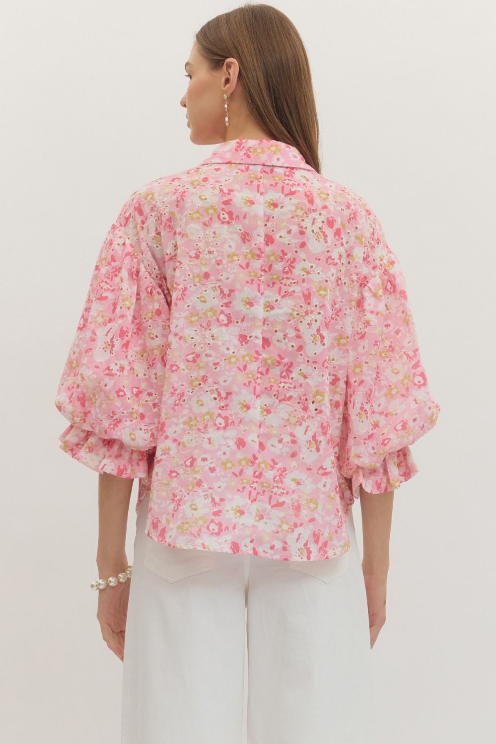 Botanical Eyelet Puff Sleeve Top