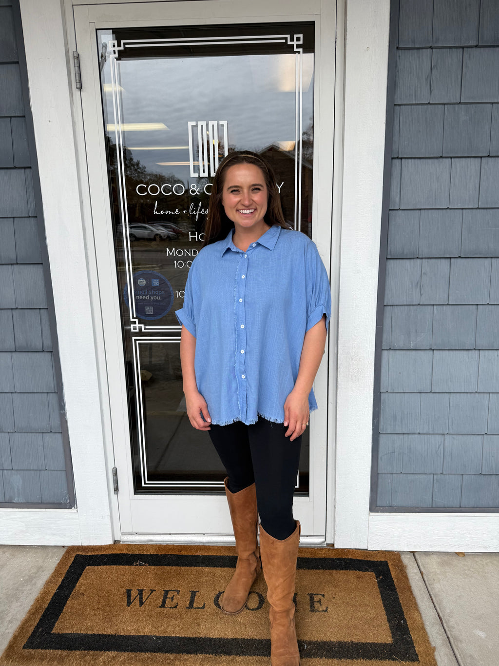 Orchid Blue Linen Button Down Shirt