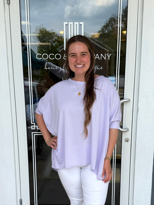Lilac Waffle Knit Oversized Tunic Top