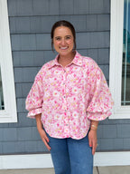 Botanical Eyelet Puff Sleeve Top