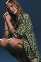 Olive Aztec Babydoll Dress SHIPS OR PICKUK FROM COCO 10/10/25