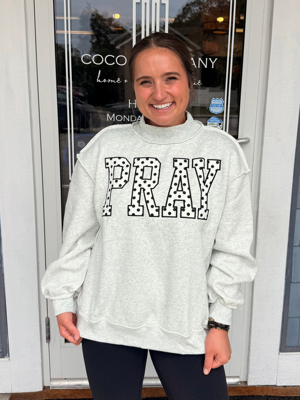 Gray Pray Polka Dot Embroidered Sweatshirt