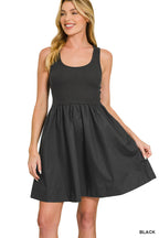 Black Knit Woven Dress