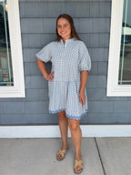 Sky Blue Gingham Button Down Ric Rac Dress