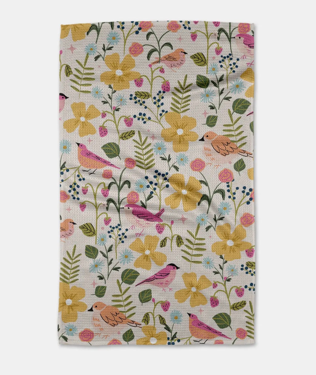 Summer Songbirds Tea Towel Geometry
