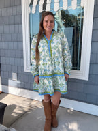 Blue Ruffle Floral Tiered Dress