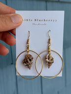Brown Shell & Gold Handcrafted Earrings - Little Blueberry