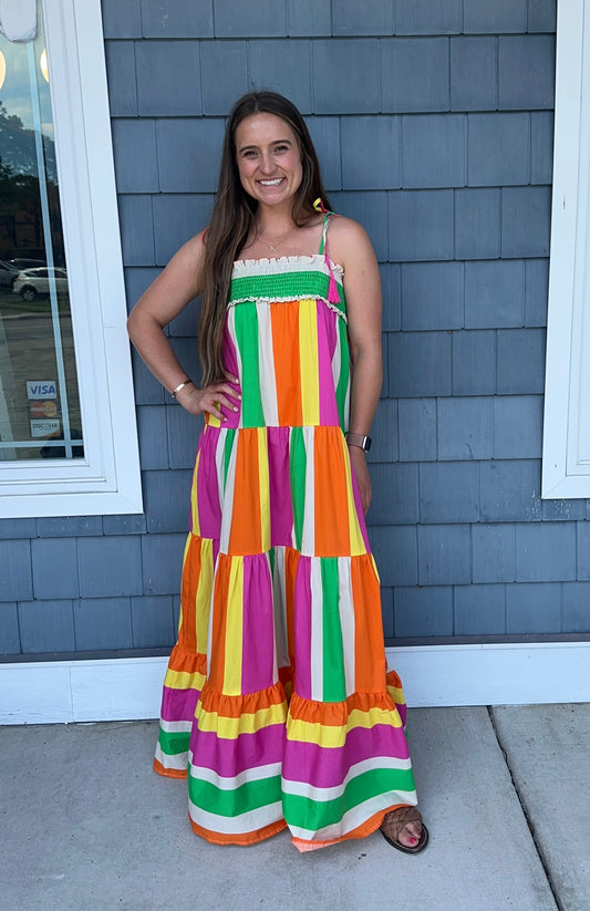 Bold & Beautiful Color-block Maxi Dress