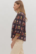 Black Fall Floral Top SHIPS OR PICKUP FROM COCO 10/6/25