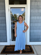 Ocean Blue Textured Maxi Dress
