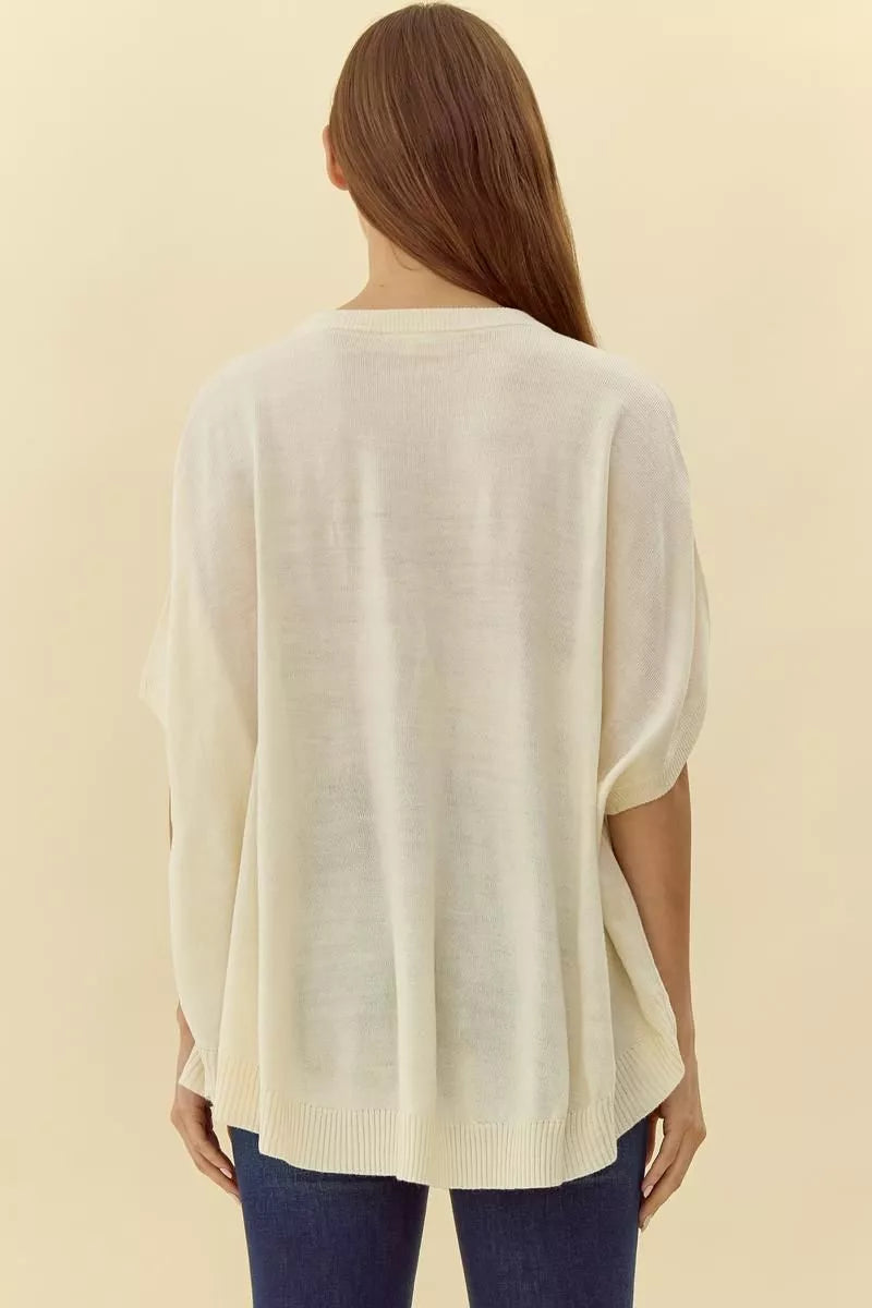 Cream Solid Knit Sweater