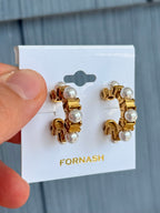 Chunky Pearl & Gold Earrings