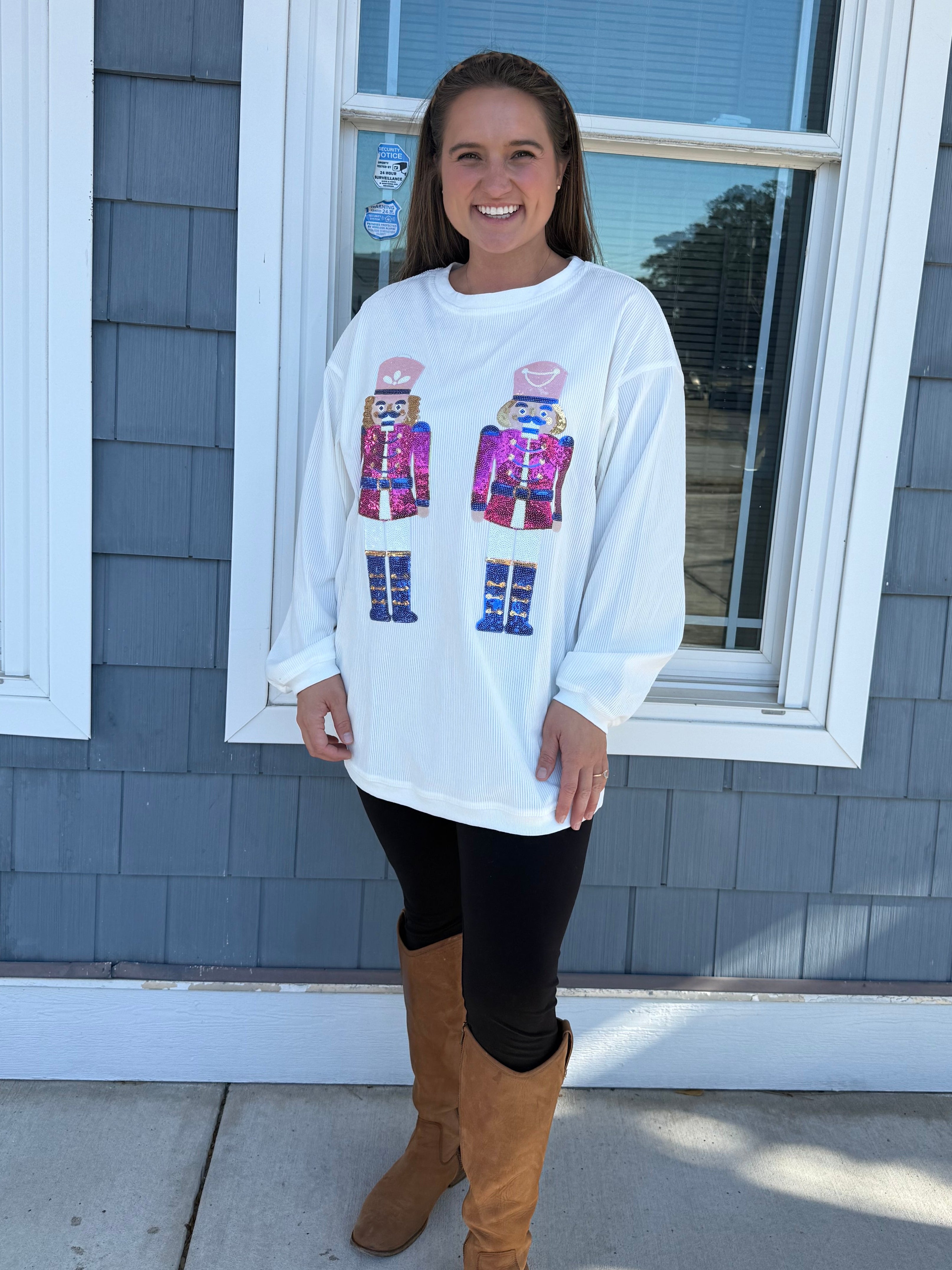 White Sequin Nutcracker Top