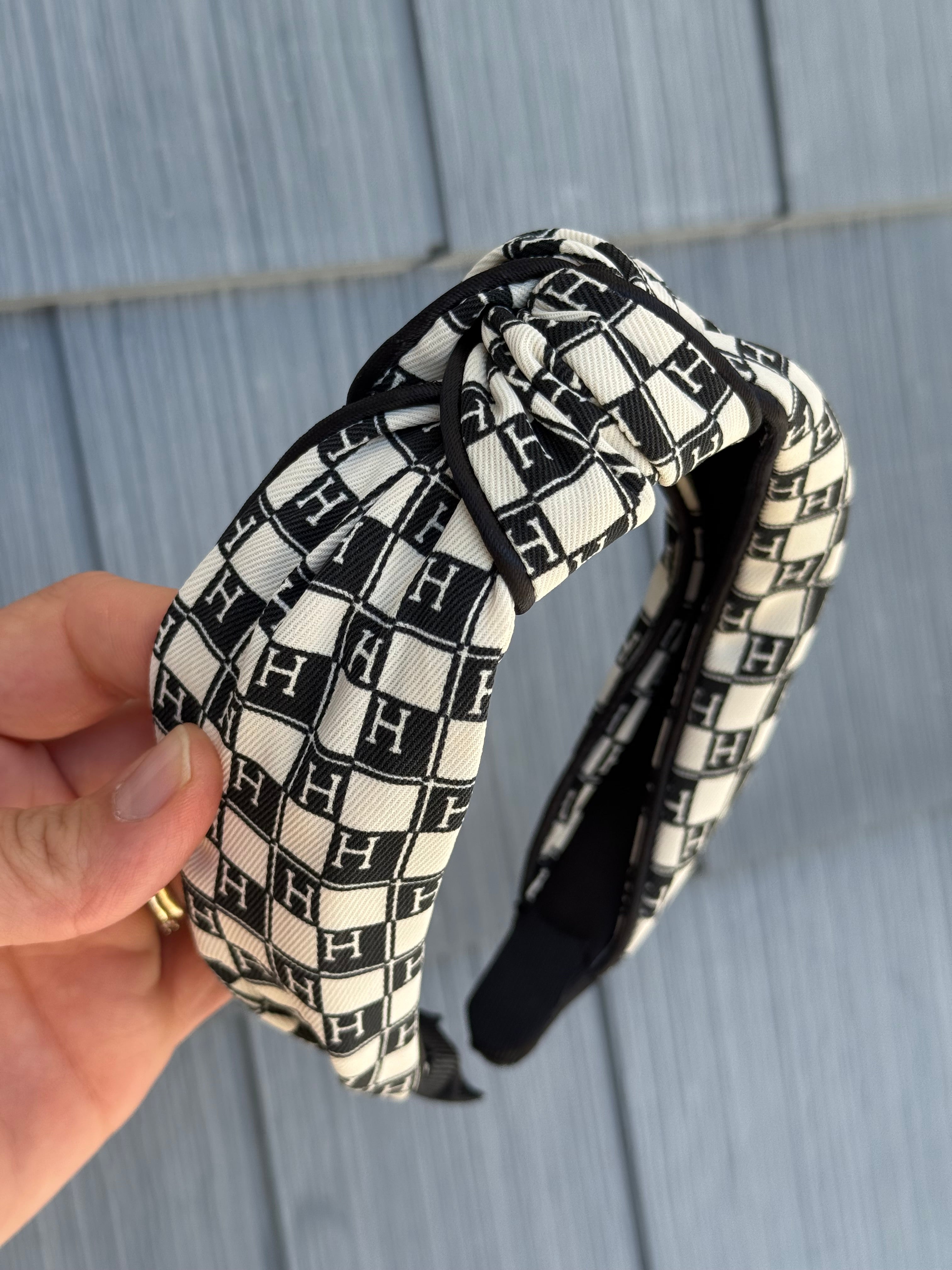 Cream & Black H Headband